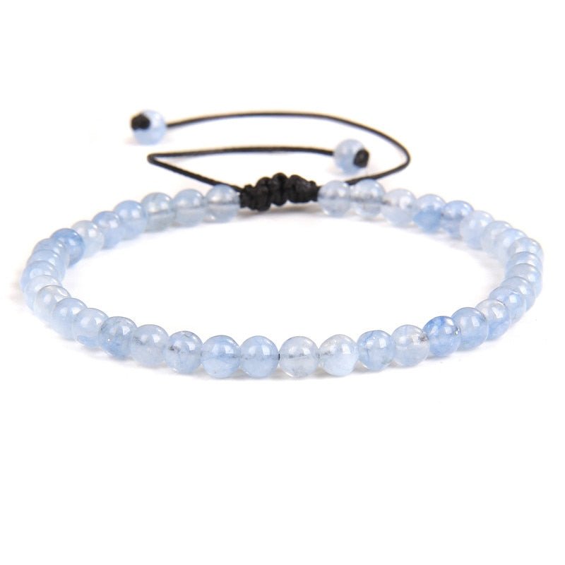best Adjustable 4MM Stone Beads Bracelet For Women Natural Agates Bangles Onyx Lapis Lazuli Woven Bracelet For New Year Gift Jewelry 0 shop online at M2K Trends for