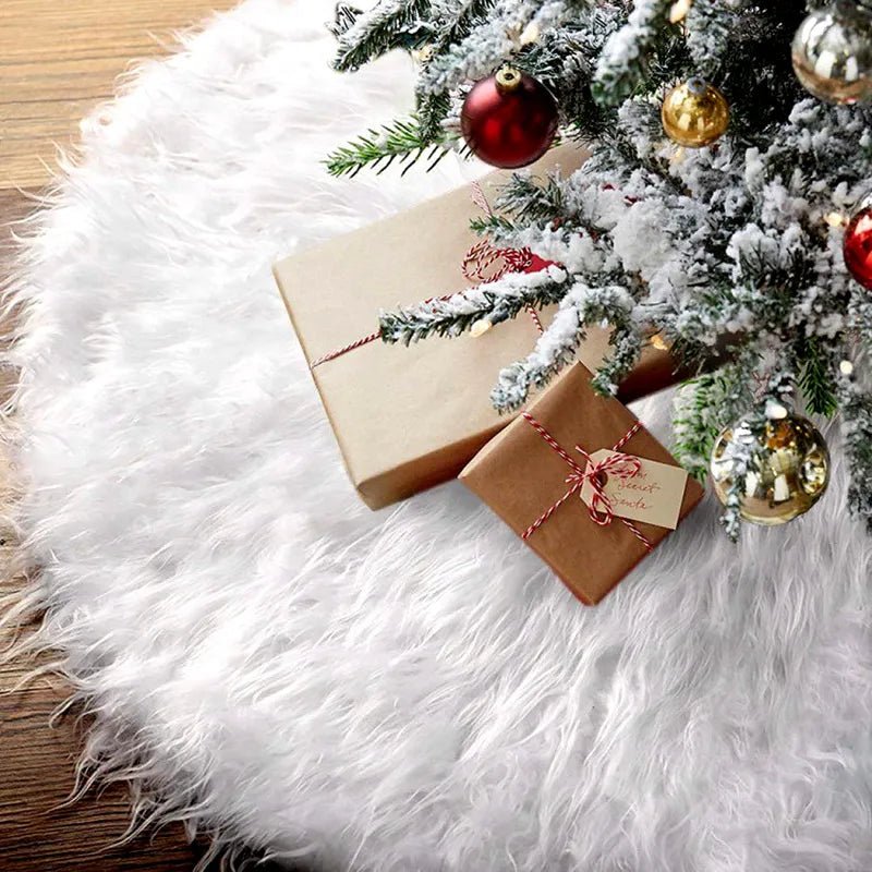 best affordable White Christmas Tree Skirt Plush Faux Fur Xmas Tree Carpet Merry Christmas Tree Decorations Ornament New Year Navidad Home Decor shop online at M2K Trends for