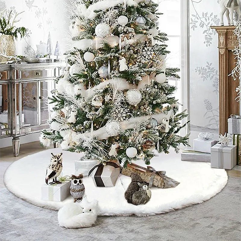 best affordable White Christmas Tree Skirt Plush Faux Fur Xmas Tree Carpet Merry Christmas Tree Decorations Ornament New Year Navidad Home Decor shop online at M2K Trends for