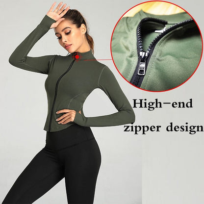 best Aiithuug Women Full Zip-up Yoga Top Workout Running Jackets with Thumb Holes Stretchy Fitted Long Sleeve Crop Tops Activewear 0 shop online at M2K Trends for