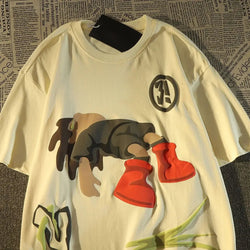 best American Fun Cartoon Cotton Short Sleeve T-shirt for Men and Women Summer Loose Oversize Half Sleeve Couple Top Y2K Clothing shop online at M2K Trends for