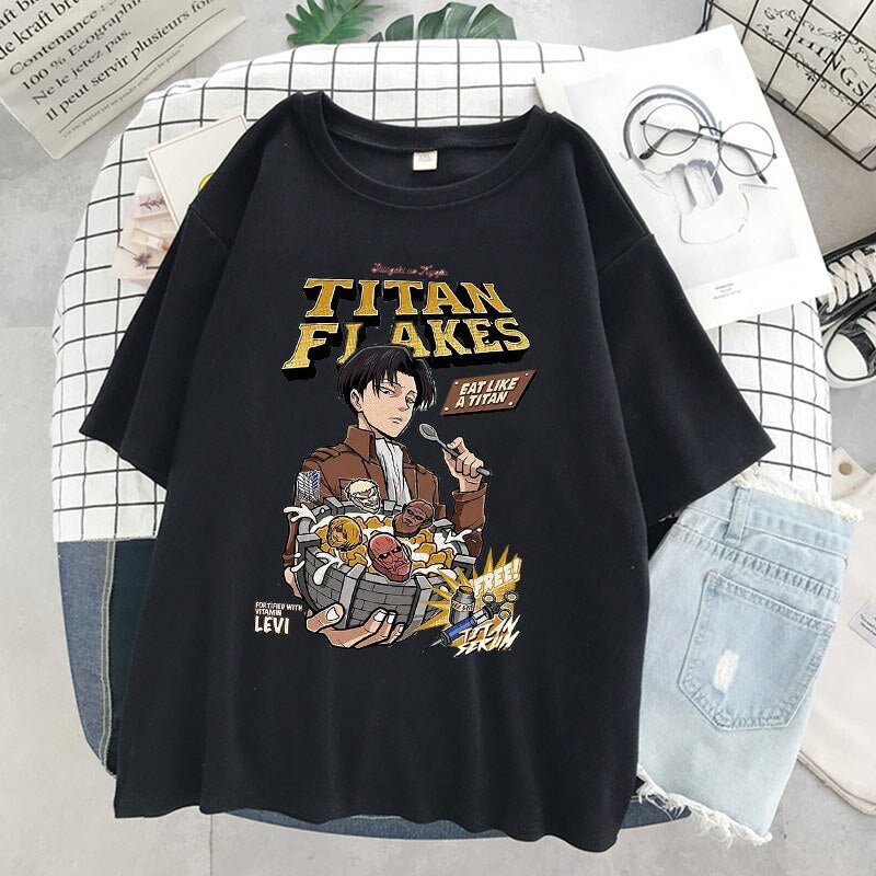 best Anime T-shirt men Harajuku Cartoon Titan Attack Shingeki No Kyojin Graphic Tee Shirt Oversized T-shirt Streetwear Tops Black 0 shop online at M2K Trends for