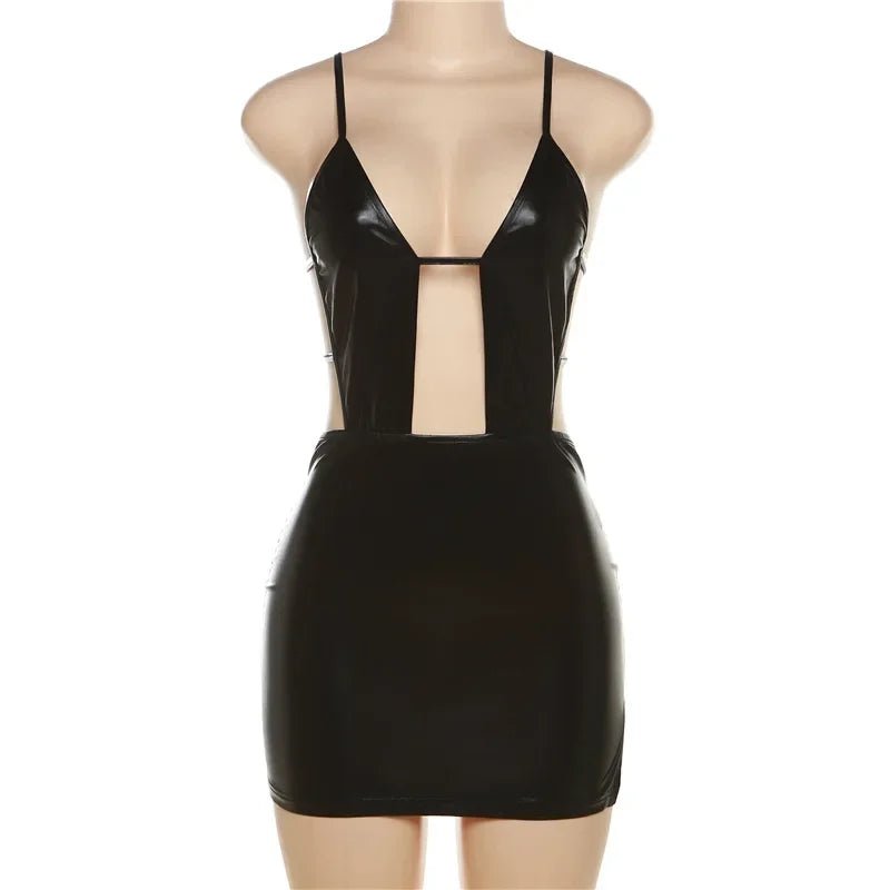 best ANJAMANOR Deep V Neck Cutout Bodycon Mini Dresses Baddie Streetwear Sexy Club Outfit for Black Woman Summer 2023 D96-BH13 shop online at M2K Trends for