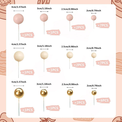 best Apricot Gold Light Brown Ball Cake Topper Shaped Cupcake Insert Cake Topper for Bear Theme Birthday Party Favors Wedding Decor shop online at M2K Trends for