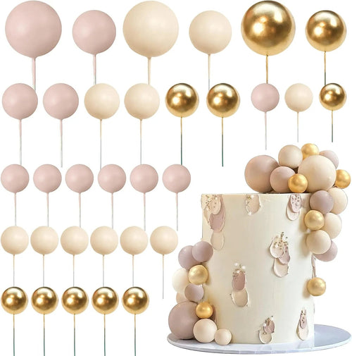 best Apricot Gold Light Brown Ball Cake Topper Shaped Cupcake Insert Cake Topper for Bear Theme Birthday Party Favors Wedding Decor shop online at M2K Trends for