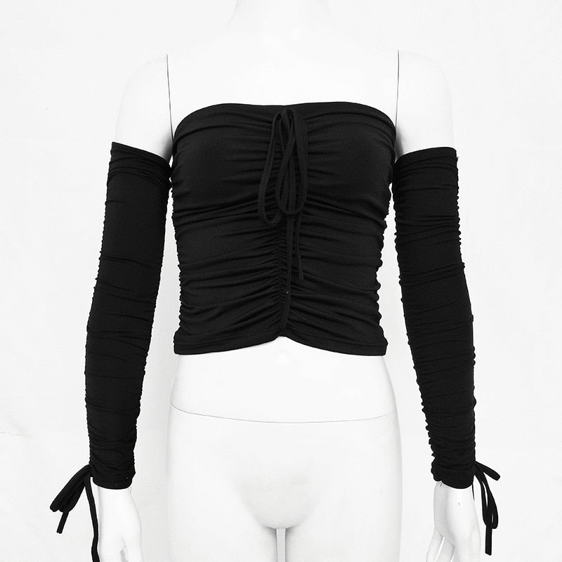 best Aproms Coolest Off Shoulder Crop Tops Casual Ruched Pleated White T-shirt Women Short Sleeve Cropped Tshirt for Women Clothing 0 shop online at M2K Trends for