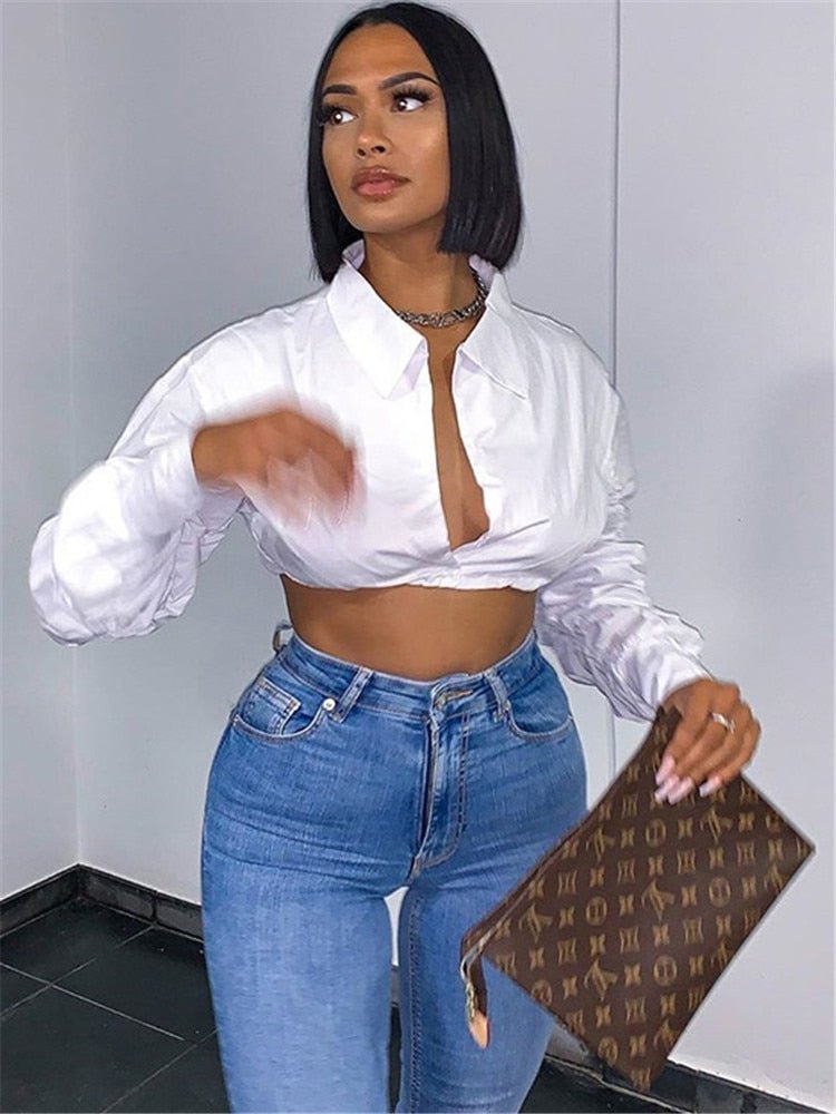 best Sexy Puff Sleeve Short T Shirt Women Fashion Slim Crop Top Female White Casual Party Club Women Streetwear Top 0 shop online at M2K Trends for