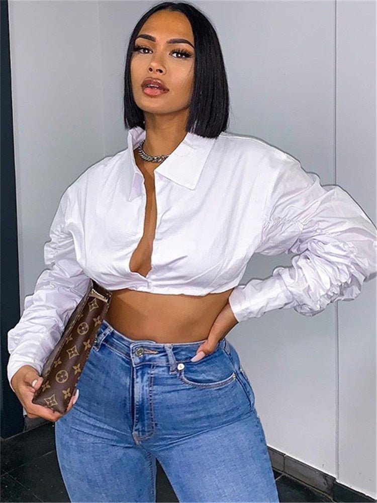 best Sexy Puff Sleeve Short T Shirt Women Fashion Slim Crop Top Female White Casual Party Club Women Streetwear Top 0 shop online at M2K Trends for