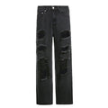 best Asymmetrical Hole High-rise Buttocks Straight-leg Casual Jeans Clothing shop online at M2K Trends for