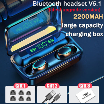 best Auriculares F9 F9-5 F9-5c Audifonos inalambrico waterproof LED Headphone Wireless bass Earphone 9d BT TWS Earbud with Powerbank earbud shop online at M2K Trends for Auriculares earbud