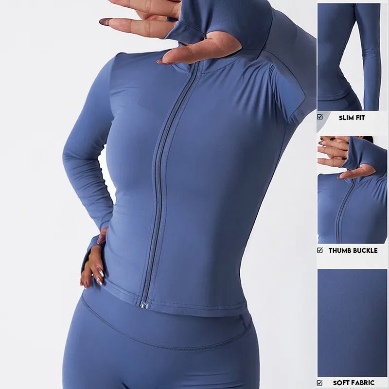 best Autumn And Winter Elasticity Zipper Running Workout Jacket for Women Long Sleeve Gym Quick-drying Yoga Train Jacket Sport Coat shop online at M2K Trends for