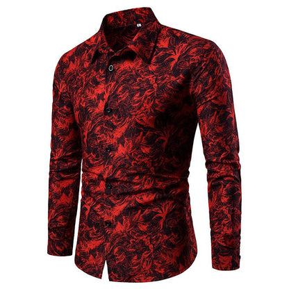 best Autumn and Winter Mens Shirt Printed Casual Long Sleeved Shirt Slim Fit Male Social Dress Shirt For Men T-Shirt shop online at M2K Trends for