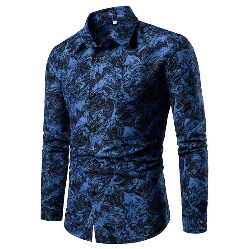 best Autumn and Winter Mens Shirt Printed Casual Long Sleeved Shirt Slim Fit Male Social Dress Shirt For Men T-Shirt shop online at M2K Trends for