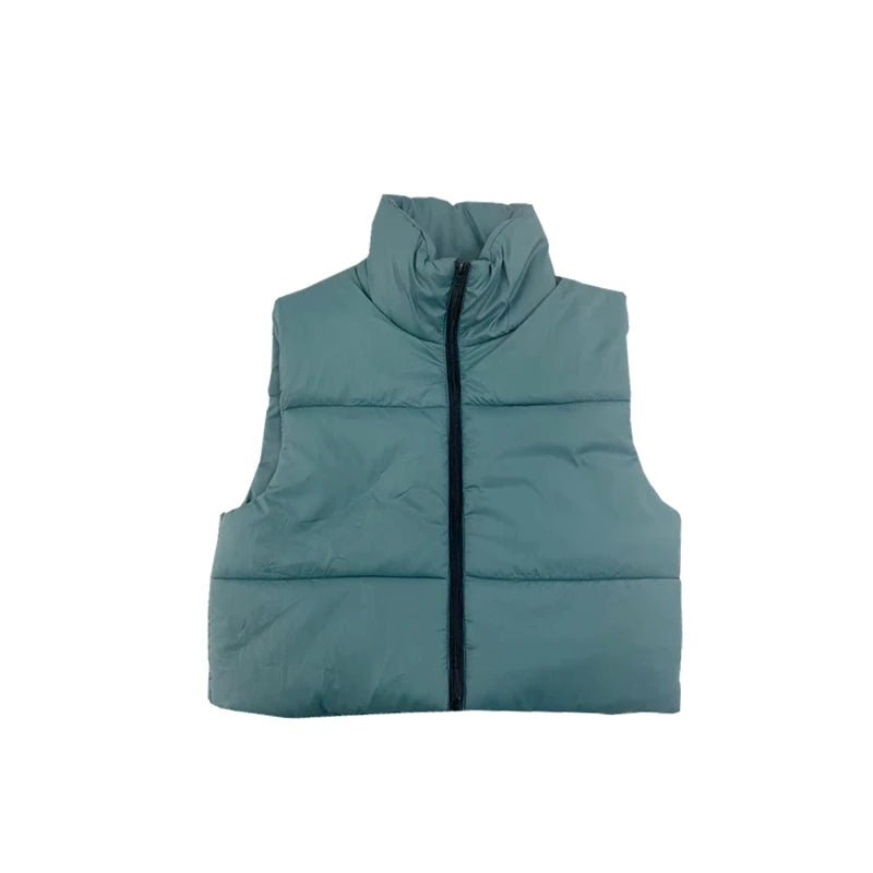 best Autumn And Winter Women's Short Cotton Down Vest Short Stand-up Collar Warm Sleeveless Quilted Vest Outdoor Travel Jacket Tops shop online at M2K Trends for