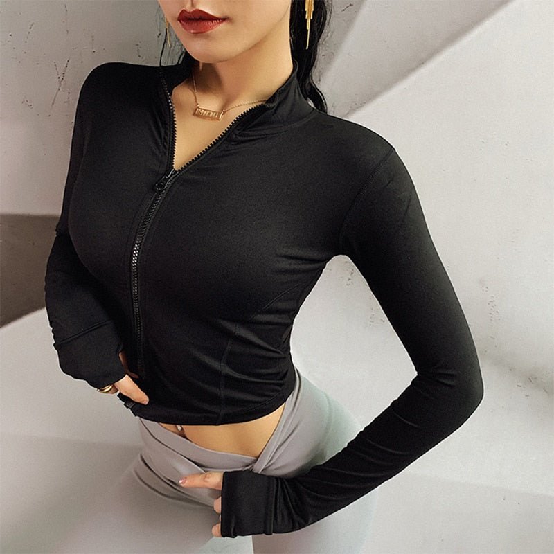 best Autumn Sport Jacket Women Long Sleeve Zip Fitness Yoga Shirt Top Workout Gym Activewear Sport Running Coats Training Clothes 0 shop online at M2K Trends for