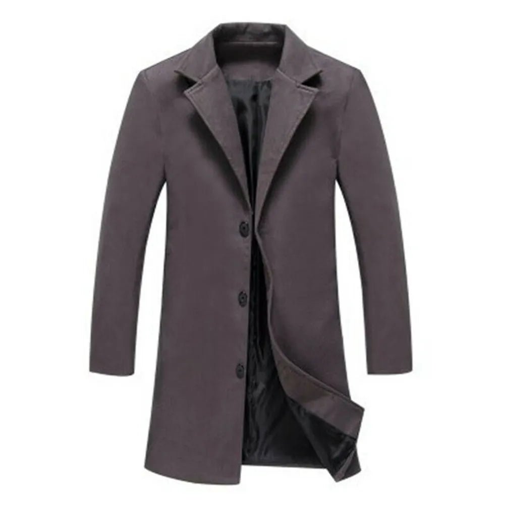 best Autumn Winter Fashion Men's Woolen Coats Solid Color Single Breasted Lapel Long Coat Jacket Casual Overcoat Plus Size 5 Colors Jackets & Coats shop online at M2K Trends for Jacket and Coats