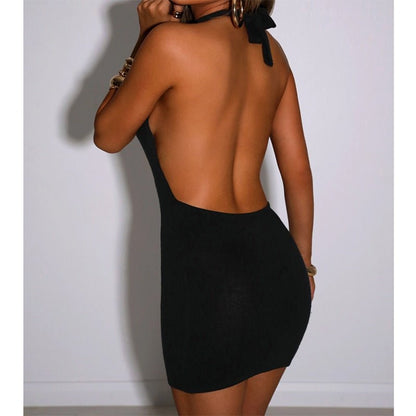 best Black Bodycon Dress Women Halter Sexy Skinny Hollow Out Backless Mini Dresses Hot Summer Sleeveless Beach Party Cut Out Dress 0 shop online at M2K Trends for