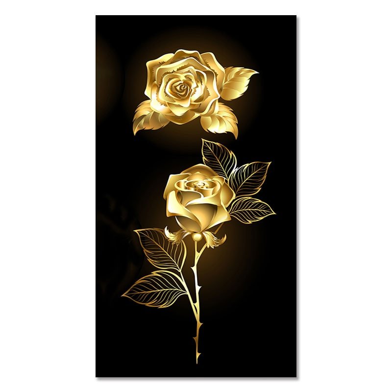 best Black Gold Flower Interior Painting Large Canvas Picture for Home Decoration Living Room Wall Posters Sheets for Paintings Accessories shop online at M2K Trends for Accessories