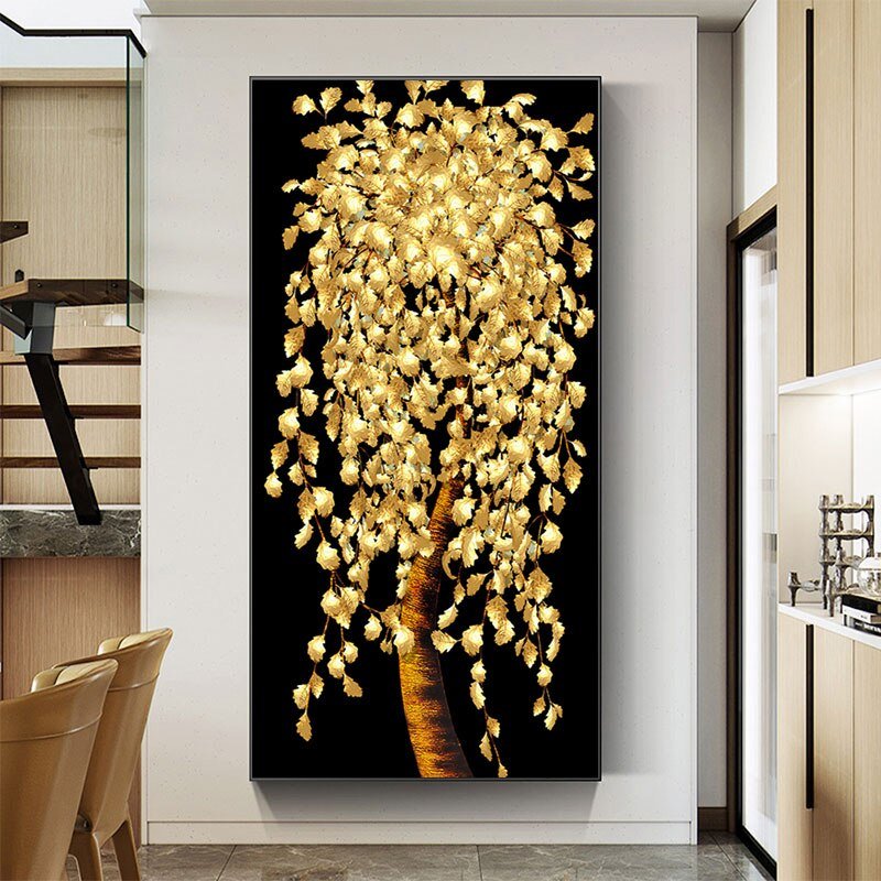 best Black Gold Flower Interior Painting Large Canvas Picture for Home Decoration Living Room Wall Posters Sheets for Paintings Accessories shop online at M2K Trends for Accessories