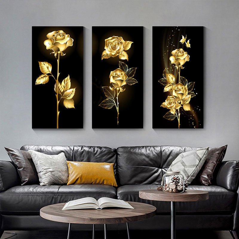 best Black Gold Flower Interior Painting Large Canvas Picture for Home Decoration Living Room Wall Posters Sheets for Paintings Accessories shop online at M2K Trends for Accessories
