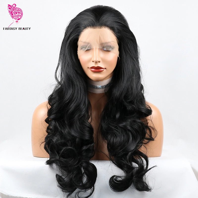 best Body Wavy Lace Front Wig Soft Hair T Part Synthetic Headband Wig Black wigs shop online at M2K Trends for Human Hair Lace Wigs