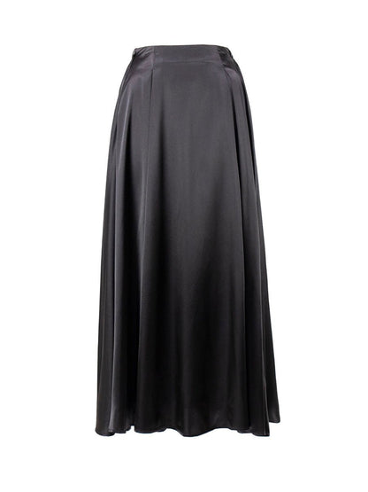 best Bornladies Elegant Satin Loose Women Skirt 2023 High Waist Maxi Skirts Streetwear Classic Long Skirt Fashion Female Black Skirt 0 shop online at M2K Trends for