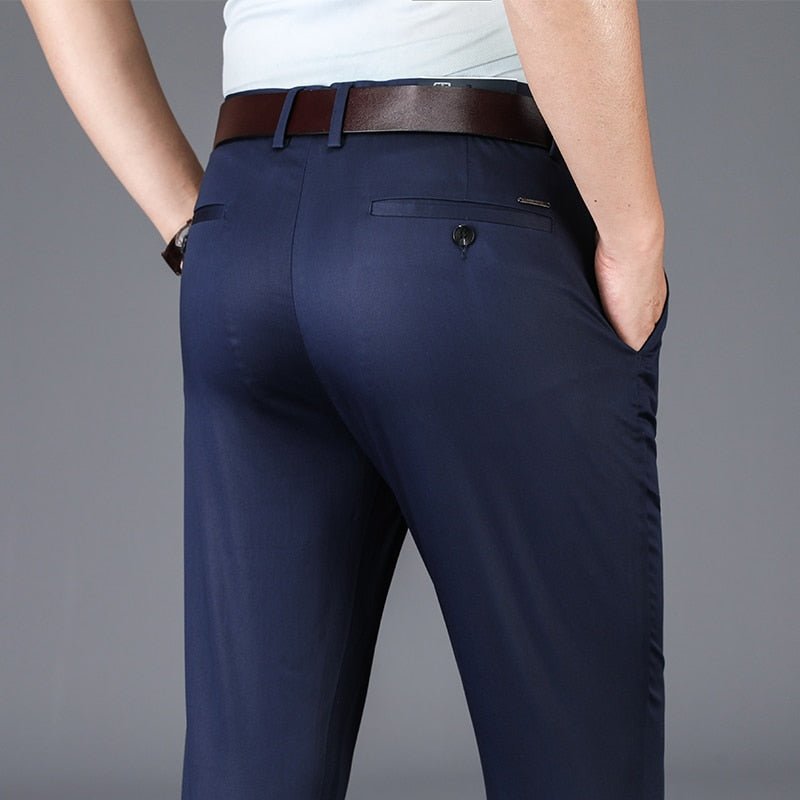 best BROWON 2023 New Arrival Casual Pants Men Mid Waist Straight Formal Long Trouser Adult Solid Color Flat Design Pant Business Men 0 shop online at M2K Trends for