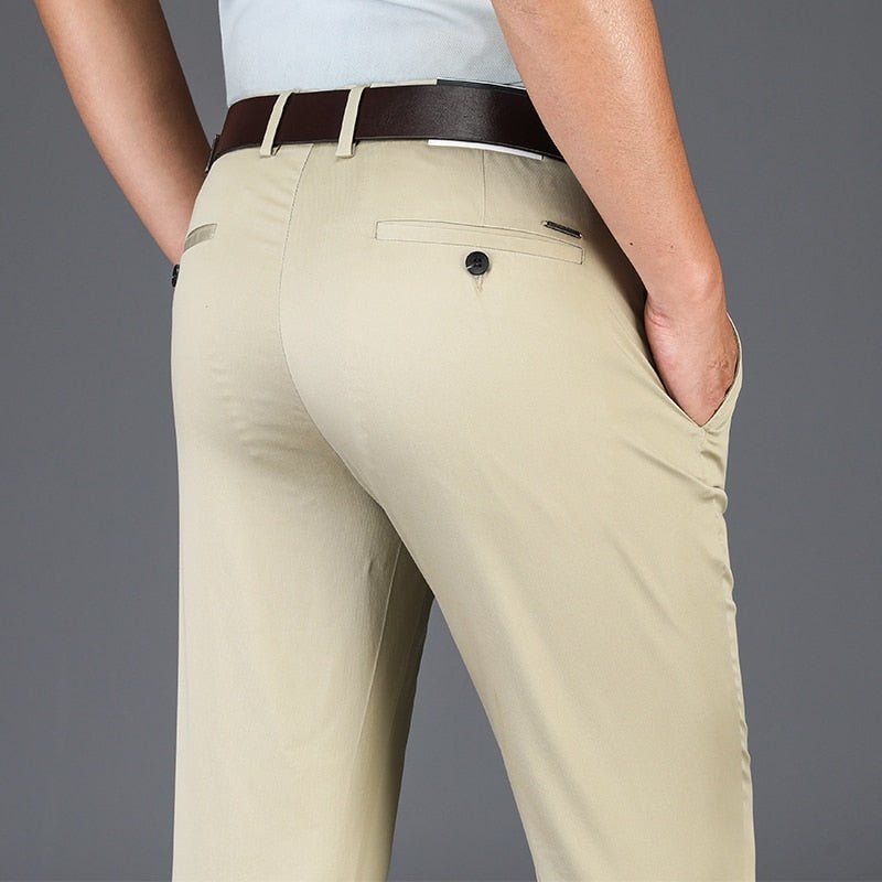 best BROWON 2023 New Arrival Casual Pants Men Mid Waist Straight Formal Long Trouser Adult Solid Color Flat Design Pant Business Men 0 shop online at M2K Trends for