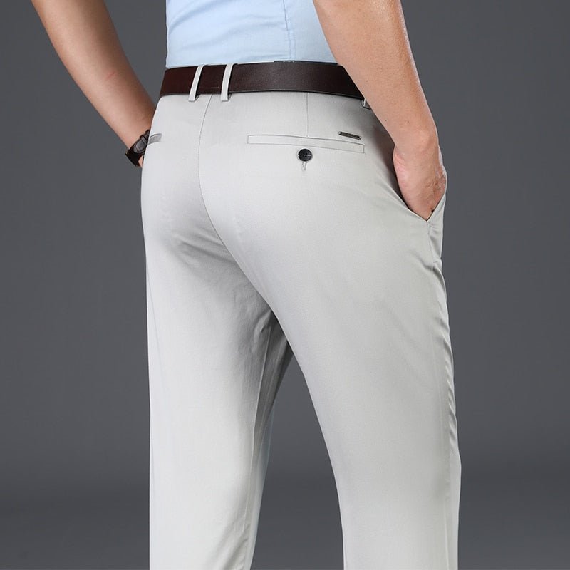 best BROWON 2023 New Arrival Casual Pants Men Mid Waist Straight Formal Long Trouser Adult Solid Color Flat Design Pant Business Men 0 shop online at M2K Trends for