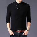 best BROWON Spring Fashion Slim Fit T Shirt Men Cotton Tshirt Men Long Sleeve Irregular Collar Solid Color Men Clothes 2023 shop online at M2K Trends for