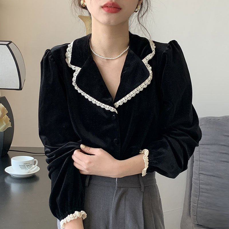 best Bubble Sleeve Velvet Blouse Top For Women 0 shop online at M2K Trends for