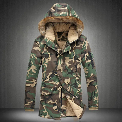 best Camouflage Down Parkas Jackets 2022 Men's Parka Hooded Coat Male Fur Collar Parkas Winter Jacket Men Military Down Overcoat shop online at M2K Trends for