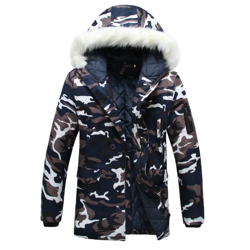 best Camouflage Down Parkas Jackets 2022 Men's Parka Hooded Coat Male Fur Collar Parkas Winter Jacket Men Military Down Overcoat shop online at M2K Trends for