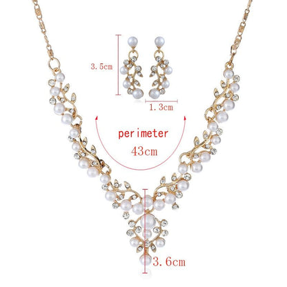 best CANPEL Fashion Imitation Pearl Wedding Necklace Earring Sets Bridal For Women Elegant Rhinestone Jewelry Sets Party Gift Accessories shop online at M2K Trends for