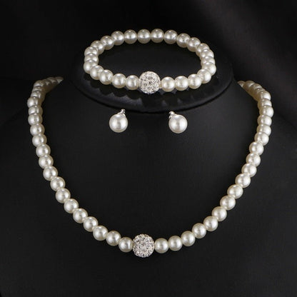 best CANPEL Fashion Imitation Pearl Wedding Necklace Earring Sets Bridal For Women Elegant Rhinestone Jewelry Sets Party Gift Accessories shop online at M2K Trends for