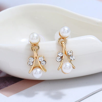 best CANPEL Fashion Imitation Pearl Wedding Necklace Earring Sets Bridal For Women Elegant Rhinestone Jewelry Sets Party Gift Accessories shop online at M2K Trends for