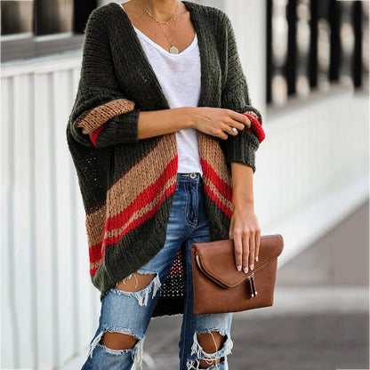 best Cardigan Women's Autumn And Winter Knitted Jacket Loose Stitching Sweater 0 shop online at M2K Trends for