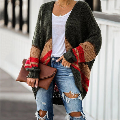 best Cardigan Women's Autumn And Winter Knitted Jacket Loose Stitching Sweater 0 shop online at M2K Trends for