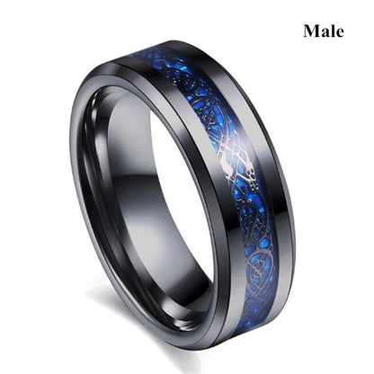 best Carofeez Charm Couple Ring Stainless Steel Black man Ring Blue Zircon Women Ring Sets shop online at M2K Trends for