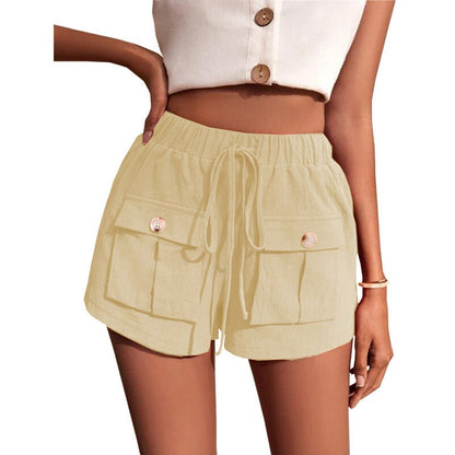 best Casual Cargo Shorts With Pocket Loose Drawstring Pants Summer Women shorts shop online at M2K Trends for beach shorts