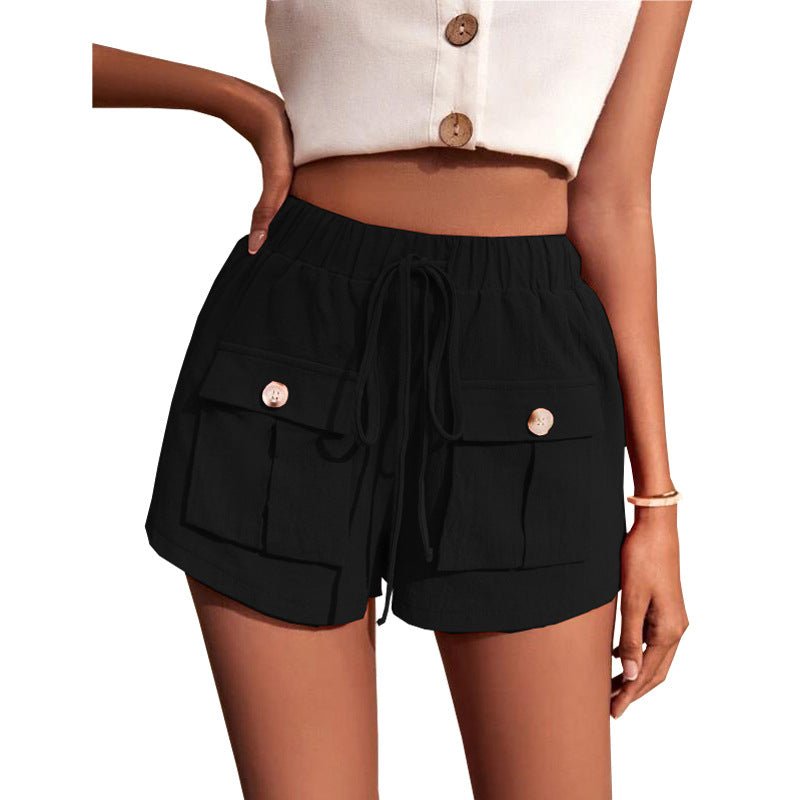 best Casual Cargo Shorts With Pocket Loose Drawstring Pants Summer Women shorts shop online at M2K Trends for beach shorts