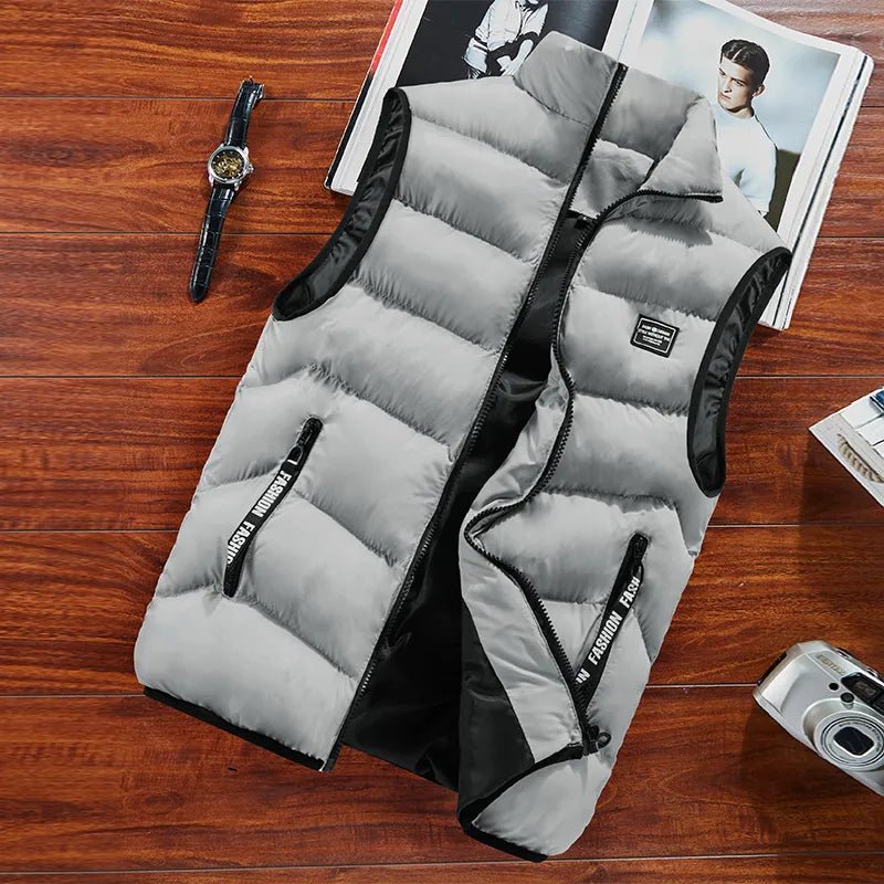 best Casual Fashion Sleeveless Vest Men Jacket 2023 New Autumn Warm Cotton Thick Coat Male Winter Plus Size Clothing Men Waistcoat shop online at M2K Trends for