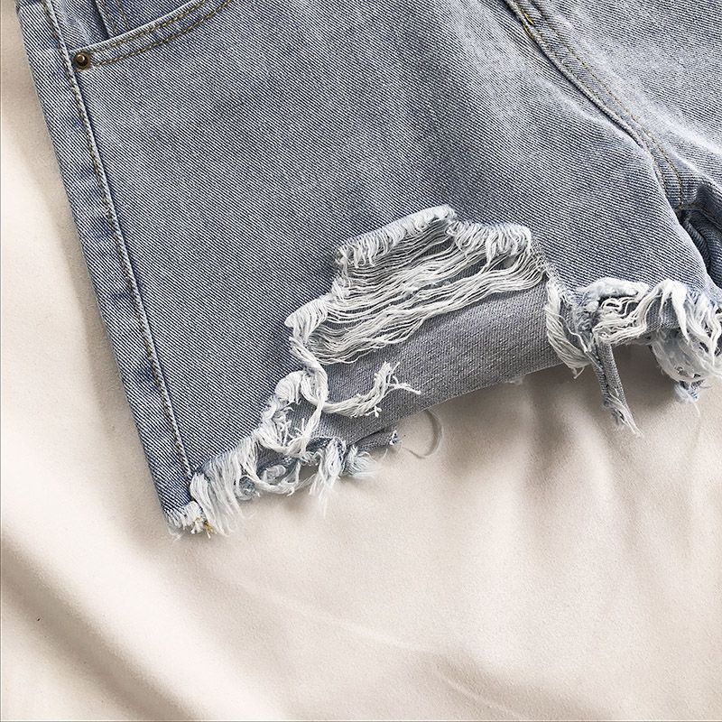 best Casual High Waist Denim Shorts Women Summer Pocket Tassel Hole Ripped jeans Short Female Femme Short Pants Women 0 shop online at M2K Trends for
