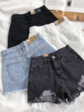best Casual High Waist Denim Shorts Women Summer Pocket Tassel Hole Ripped jeans Short Female Femme Short Pants Women 0 shop online at M2K Trends for