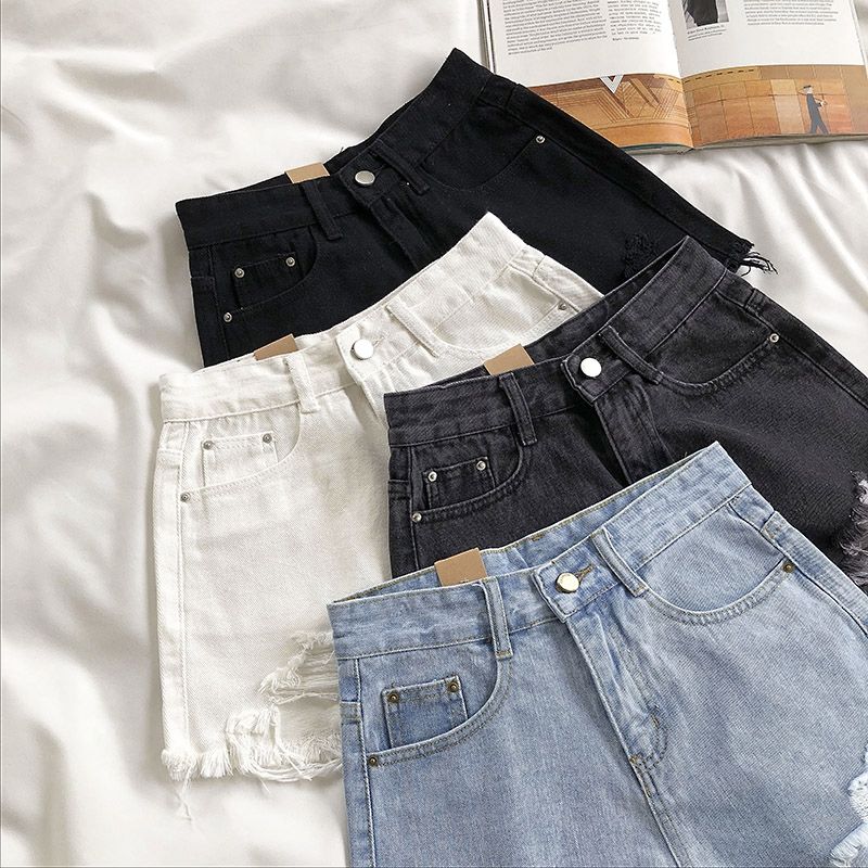 best Casual High Waist Denim Shorts Women Summer Pocket Tassel Hole Ripped jeans Short Female Femme Short Pants Women 0 shop online at M2K Trends for