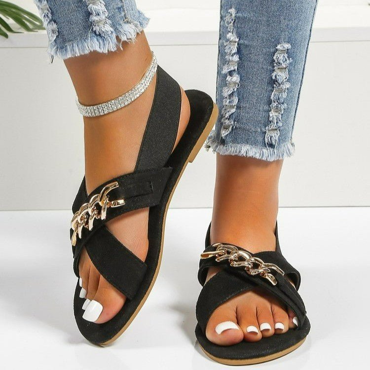 best Chains Sandals Summer Outdoor Flat Shoes Elasticated Open Toe Slides Beach Shoes 4 shop online at M2K Trends for