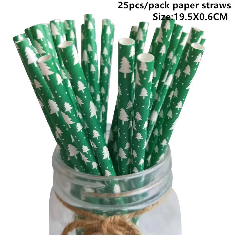 best cheap 25pcs Christmas Paper Straws Snowflake Drinking Straw Merry Christmas Decorations for Home 2023 Xmas New Year Party Supplies shop online at M2K Trends for