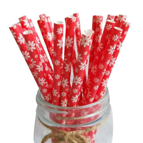 best cheap 25pcs Christmas Paper Straws Snowflake Drinking Straw Merry Christmas Decorations for Home 2023 Xmas New Year Party Supplies shop online at M2K Trends for