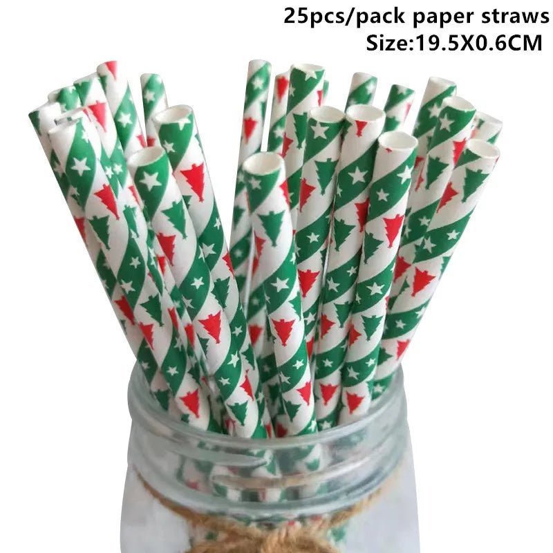 best cheap 25pcs Christmas Paper Straws Snowflake Drinking Straw Merry Christmas Decorations for Home 2023 Xmas New Year Party Supplies shop online at M2K Trends for