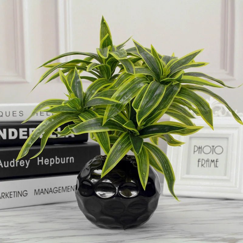 best cheap 35CM 3 Fork Artificial Desktop Fake Plants Green Plastic Palm Tree Bunch Flower Material Office Living Room Christmas Home Decor shop online at M2K Trends for